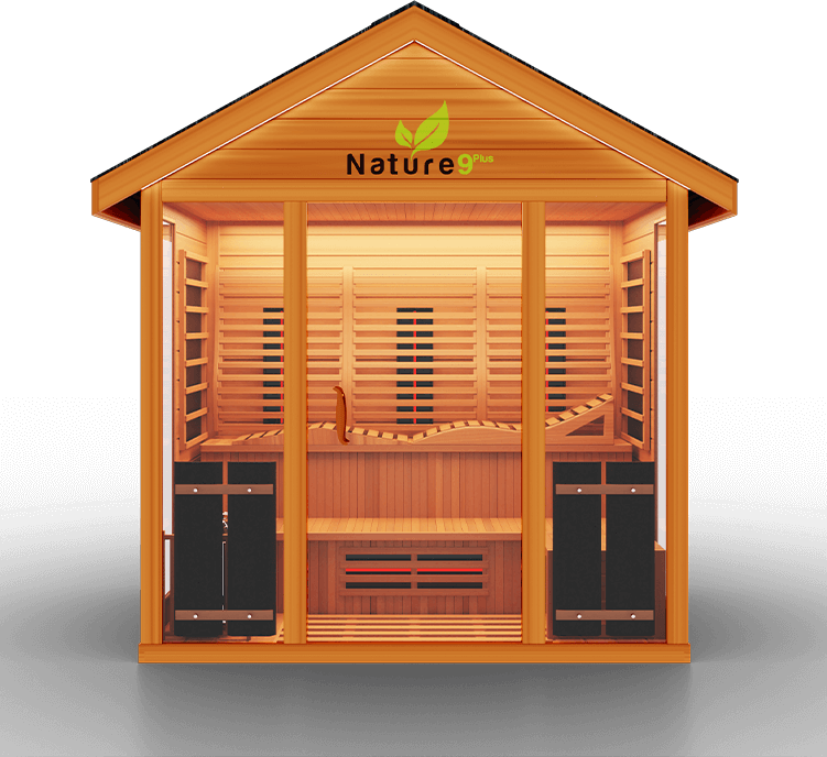 Medical Saunas Nature 9 Plus Hot Yoga Outdoor Infrared and Steam Sauna The Nature 9 Plus is a hybrid sauna with 15 Ultra Full Spectrum Heaters™ - which have shown to be stronger than typical infrared heaters - and 1 traditional sauna stove. This hybrid system allows you to fully reap the benefits of both sauna types with no compromises in quality.