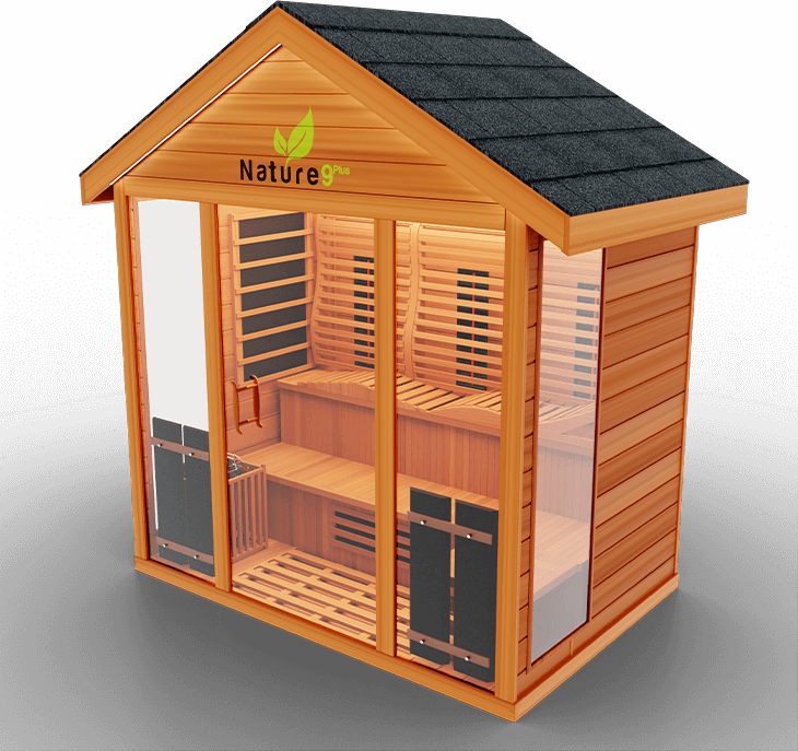 Medical Saunas Nature 9 Plus Hot Yoga Outdoor Infrared and Steam Sauna The Nature 9 Plus is a hybrid sauna with 15 Ultra Full Spectrum Heaters™ - which have shown to be stronger than typical infrared heaters - and 1 traditional sauna stove. This hybrid system allows you to fully reap the benefits of both sauna types with no compromises in quality.