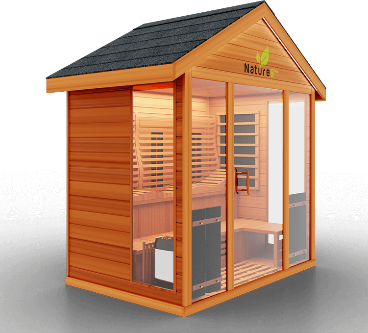 Medical Saunas Nature 9 Plus Hot Yoga Outdoor Infrared and Steam Sauna The Nature 9 Plus is a hybrid sauna with 15 Ultra Full Spectrum Heaters™ - which have shown to be stronger than typical infrared heaters - and 1 traditional sauna stove. This hybrid system allows you to fully reap the benefits of both sauna types with no compromises in quality.