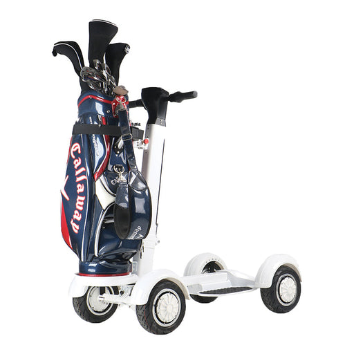 This is the NEW 2023 Golf Skate Caddy (GSC) Tourer. After the success of the V3, GSC followed up with the Tourer Model that stands in a more traditional forward stance as opposed to the "skateboard style" V3. Not only is it fun to ride but golfers of all ages will experience a faster-paced game. The GSC TOURER™ rider can ‘ride the turf’ cruising to their own ball, without having to wait for their co-player as in a traditional golf cart. 