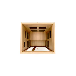 Dynamic Gracia 1-2-person Low EMF (Under 8MG) FAR Infrared Sauna (Canadian Hemlock) DYN-6119-01 by Golden Designs Dynamic Saunas are constructed of environmentally-friendly Canadian Hemlock wood planks. Our saunas feature energy efficient Low EMF FAR infrared heating panels that help relax and rejuvenate the body. Dynamic Saunas can be installed on carpet or any indoor location including basements, master bath, walk in closet or can also be added it to a fitness room.