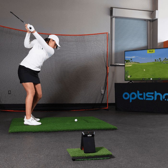 The Orbit Series: Golf In A Box 1 package delivers the ultimate indoor and outdoor golf experience. With professional-grade swing and ball flight metrics and everything you need included, this package is designed to help you create your very own golf room right in the comfort of your own home. For indoor use, the Orbit is fully compatible and includes our new Optishot Orion software. This includes a driving range, game modes, and 20 included real-world courses with no monthly or annual fees. 