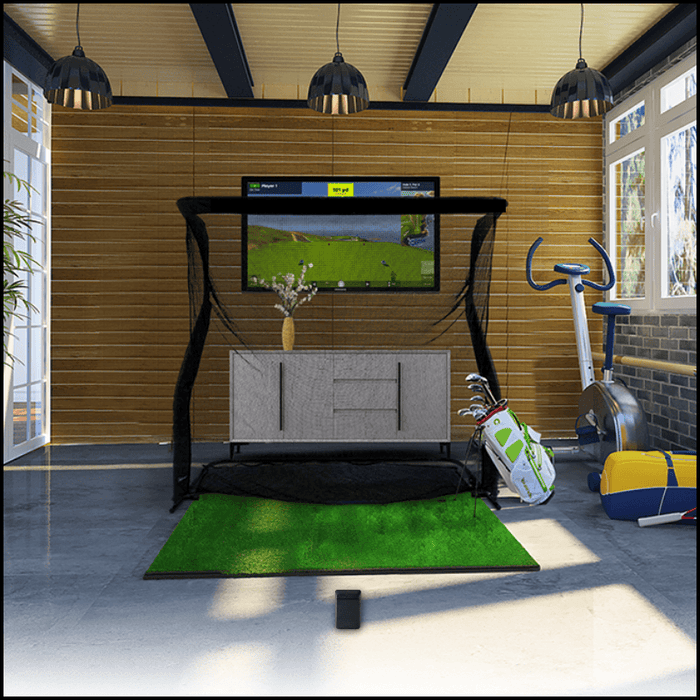 Orbit Series: Golf In A Box 2 package. With Orbit's professional-grade swing and ball flight metrics, this comprehensive package includes everything you need to enjoy a lifelike golfing experience right from the comfort of your home, or take Orbit outdoors to the range or the course as a standalone system. For indoor use, the Orbit is fully compatible and includes our new Optishot Orion software. This a driving range driving ranges, game modes, and 20 included real-world courses