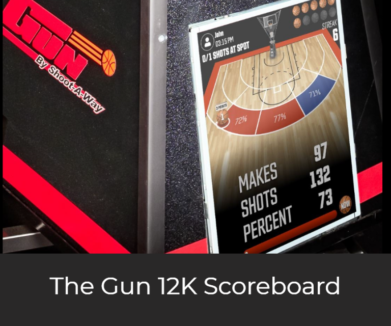 The Gun 12K by Shoot-A-Way is the most advanced shooting machine in the world. Complete with a fully interactive touchscreen with over 200 programmable locations and a 19″ front display for instant feedback, drill instruction, and much more.  The Gun 12K has numerous colors and variations to truly make it your custom shooting machine.  Shootaway has been the top shooting machine manufacturer selling over 26,000 shooting machines since its beginning.  These machines are made in the USA.