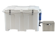 Penguin Chillers Plug & Play Cold Therapy Chiller & Insulated Tub. Revolutionary Cryospring Ice Bath Chiller - Ideal for cooling and heating up to 150-gallon plunges. 1hp rotary compressor, 37°F to 107°F adjustability, self-priming pump, two-stage filtration, automated ozone sanitation, splash-proof touch screen, Wi-Fi, indoor/outdoor use, 110v outlet with GFCI. 30-day money-back guarantee, 1yr warranty, lifetime support.
