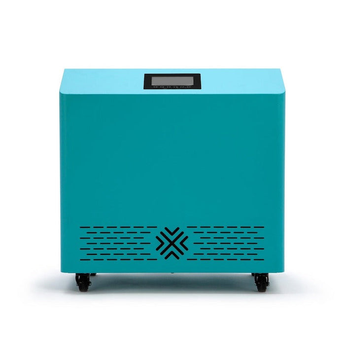 Cryospring Portable Ice Bath Chiller - Ideal for cooling and heating up to 150-gallon plunges. Features a 1hp rotary compressor, 37°F to 107°F temperature adjustability, self-priming pump, two-stage filtration, automated ozone sanitation, splash-proof touch screen, Wi-Fi enabled, indoor/outdoor use, standard 110v outlet with GFCI. Includes 30-day money-back guarantee, 1-year warranty, and lifetime product support.