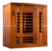 Dynamic Bergamo 4-person Low EMF (Under 8MG) FAR Infrared Sauna (Canadian Hemlock) DYN-6440-01 by Golden Designs    Dynamic Low EMF Saunas are constructed with the environment in mind which accounts for the use of reforested Canadian Hemlock wood. The sauna walls are double paneled and constructed with the thickest interior and exterior wood planks compared to others in the industry. This results in a quality sauna that retains heat more efficiently, heats up faster, and wastes less energy.