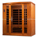 Dynamic Bergamo 4-person Low EMF (Under 8MG) FAR Infrared Sauna (Canadian Hemlock) DYN-6440-01 by Golden Designs    Dynamic Low EMF Saunas are constructed with the environment in mind which accounts for the use of reforested Canadian Hemlock wood. The sauna walls are double paneled and constructed with the thickest interior and exterior wood planks compared to others in the industry. This results in a quality sauna that retains heat more efficiently, heats up faster, and wastes less energy.