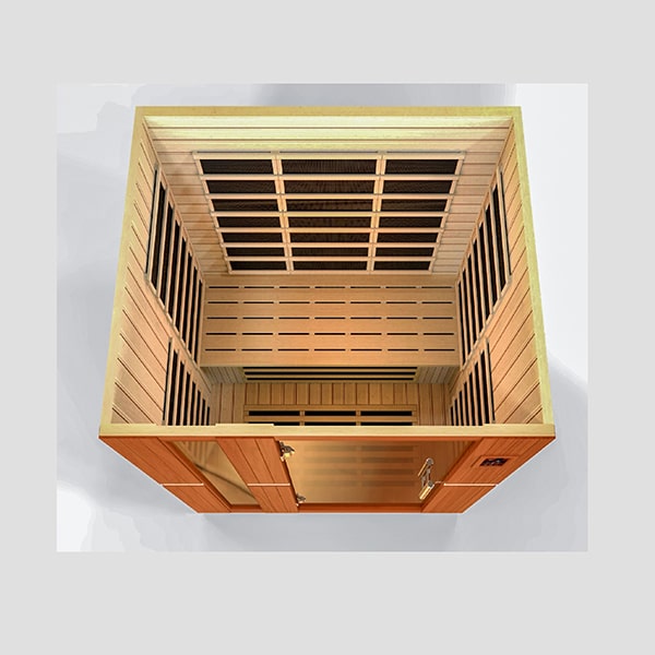 Dynamic Lugano Edition 3-Person Low EMF FAR Infrared Sauna (Canadian Hemlock)DYN-6336-02 by Golden Designs Transform your home into a wellness oasis and experience the ultimate in sauna luxury with the Dynamic Lugano 3-Person Low EMF FAR Infrared Sauna. Crafted with the environment in mind, this sauna is constructed using reforested Canadian Hemlock wood, ensuring sustainability and beauty in one. Unwind, relax, and rejuvenate your body and mind in the comfort of your own space. 