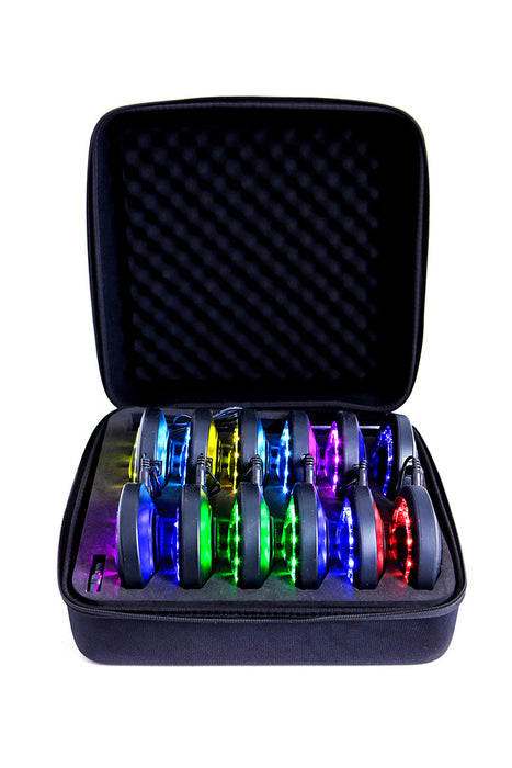 The FITLIGHT® system is a wireless LED lights system designed for elite reaction and cognitive training. Patented sensors register both impact (touch) and motion. Lights are incredibly durable and flexible, and the system can be used indoors or outdoors up to 50M-75M away from the device. Accessories include velcro attachments, charging cables, and a carrying bag for portability. Operated with a subscription-free App, users can customize and choose from over 30 preprogrammed drills in 8 categories