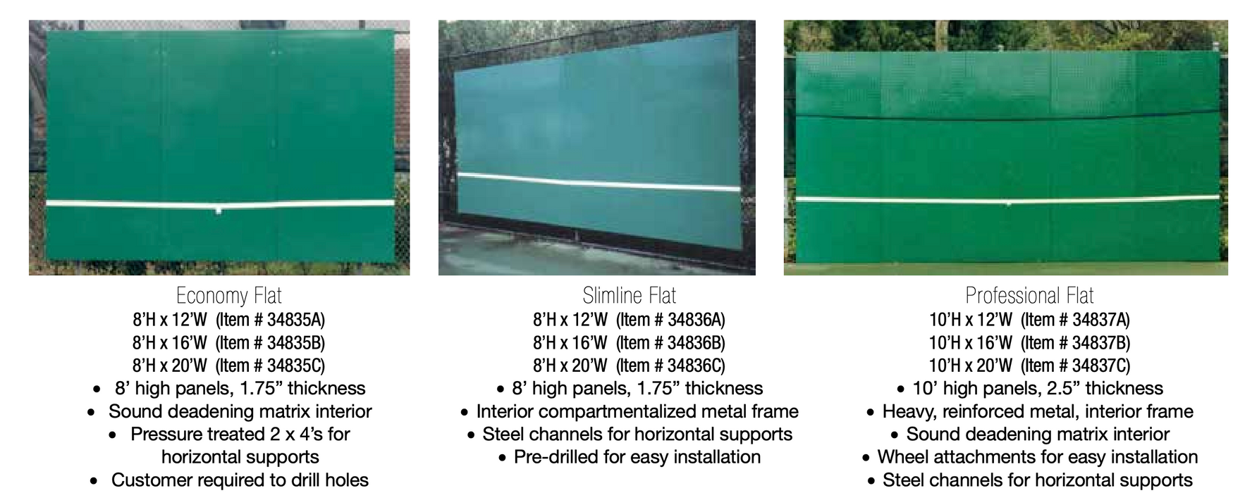Bakko Slimline Solar & Impact Resistant Flat Series 8' High Backboard