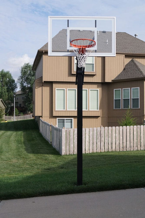 Ironclad 54" Gamechanger In-Ground Adjustable Basketball Hoop GC55-MD The GC55-MD Basketball System is an in ground basketball hoop designed for aggressive basketball action. Its one-piece 5"x5" pole is far superior in strength to competitors two-piece design. The GC55-MD includes a convenient anchor bolt mounting system that makes it easy to level or relocate the basketball goal.