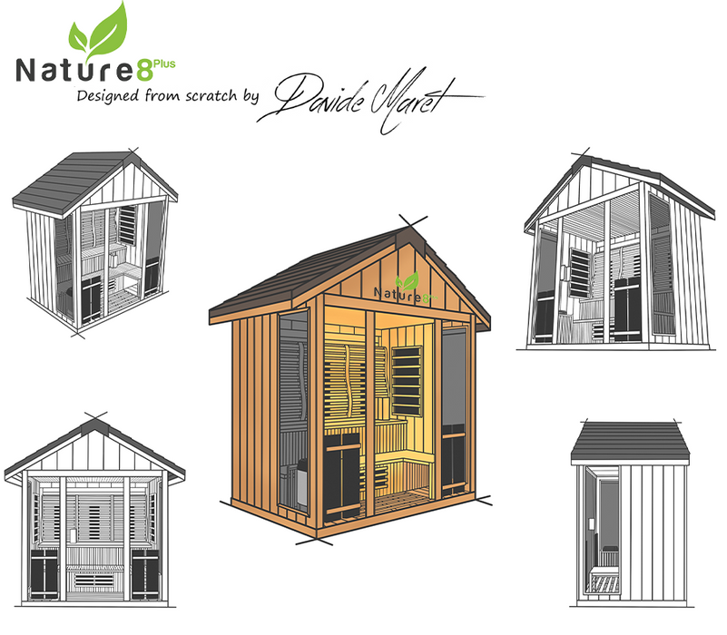 Medical Saunas Nature 8 Plus Outdoor Hybrid Infrared and Steam Sauna The Nature 8 Plus is a hybrid sauna with 14 Ultra Full Spectrum Heaters™ - which have shown to be stronger than typical infrared heaters - and 1 traditional sauna stove. This hybrid system allows you to fully reap the benefits of both sauna types with no compromises in quality.